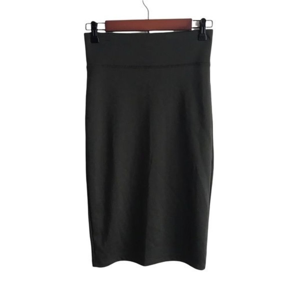 Forever 21 Knee Length Fitted Pencil Skirt In Olive Green Size Small